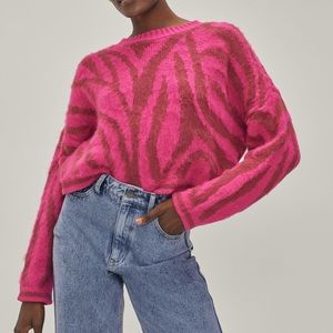 NWT nasty gal pink zebra cropped sweater